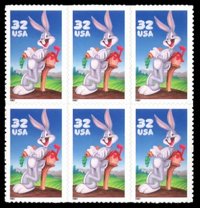 Scott 3138a Block of 6 from 1997 Bugs Bunny Special Die Cut Pane - MNH - Picture 1 of 2