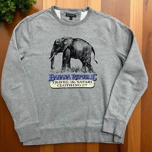Banana Republic Elefant Safari Reise Rundhalsausschnitt Sweatshirt grau Herren Größe M - Bild 1 von 8