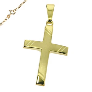 Anhänger Kreuz Kreuzanhänger 333 Gold Kommunion Konfirmation Neu mit Kette - Picture 1 of 5