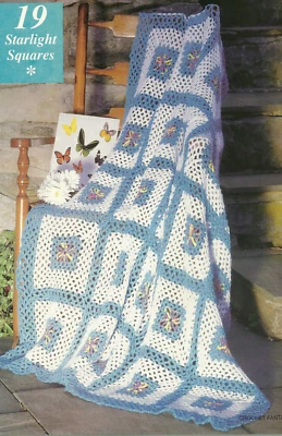 Starlight Squares Afghan Crochet PATTERN INSTRUCTIONS removed from a magazine - Image 1 of 2