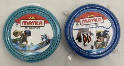 2 Rolls Zuru Mayka Toy Block Tape Light Blue 4 Row Lego Compatible 2M/6.5 F - Image 1 of 4