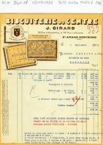 Dépt 18- St Amand Montrond 44 Rue Lafayette- Belle Entête d'une Biscuiterie 1936 - Picture 1 of 1