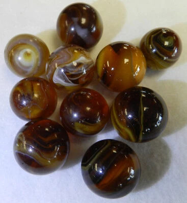 #18621m Vintage Group of 10 Cull Large M.F. Christensen Slag Shooter Marbles - Image 1 of 4