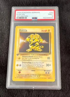 1999 Pokemon German 1st Edition Elektek Card #20 PSA Graded Mint 9 - Image 1 of 2