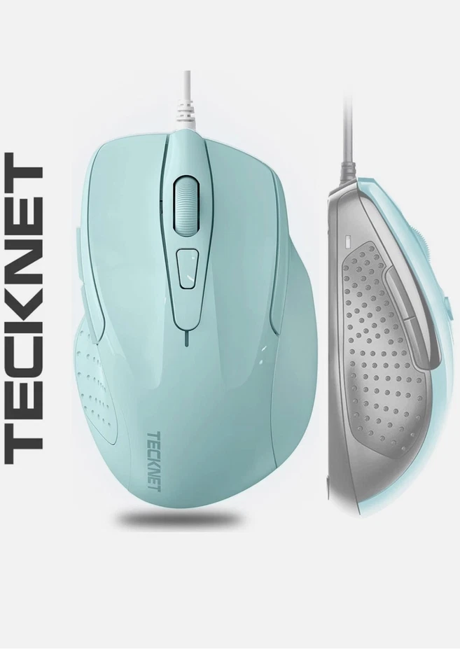 Tecknet Light Blue Wired Mouse Computer Laptop - Image 1 of 1