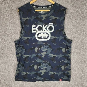 Ecko Unltd Shirt Mens Size XL Blue Camo Sleeveless Tank Tee - Picture 1 of 10