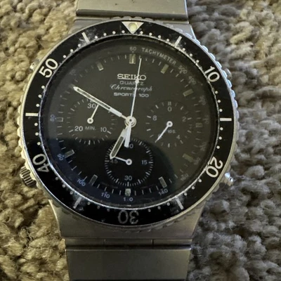 Seiko Sports Analog Chronograph 7A28 7049 1988 Rare Vintage ‘Speedmaster’ READ - Image 1 of 4