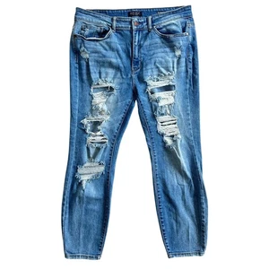Pantalones de mezclilla elásticos rasgados ultra desgastados Judy Blue Boyfriend Fit talla 16W Plus - Imagen 1 de 6