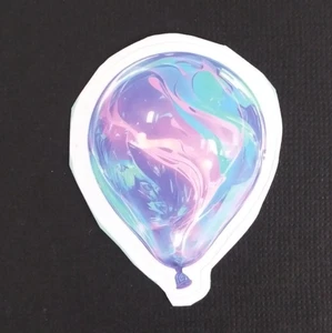 Shiny Balloon Beautiful Blue Sticker 1.78" x 1.5" (AG) - Picture 1 of 2