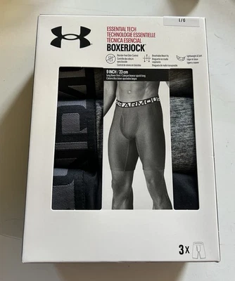 Under Armour Essential Tech Boxerjock 3 Pack Underwear 9” Men’s Large  Bl/Gr New - Image 1 of 2
