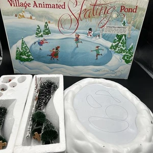 Retired Dept 56 Village Animated Skating Pond Christmas Box Missing Dog 5229-9 - Picture 1 of 10