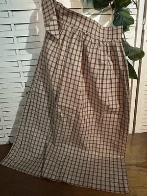 tea stained Prairie Homestead Apron In Red And Tan Window Pane Plaid Himespun - Image 1 of 2