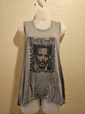  Mujer Johnny Depp Camisa Alta Baja Camiseta sin Mangas MEGA PINTA Talla GRANDE Foto 1 de 4