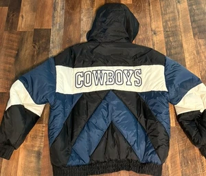 Giacca vintage Dallas Cowboys Pro Player NFL Experience XXL cappotto imbottito con cappuccio - Foto 1 di 19