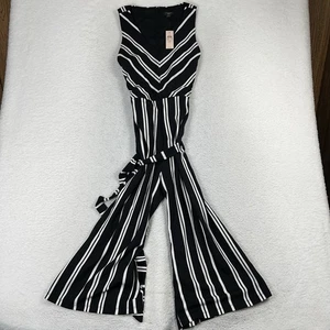 Ann Taylor Factory Black & White Jumpsuit Size LP Front Tie Wide Leg 109$ MSRP - Picture 1 of 9