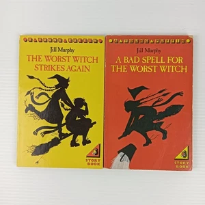 Worst Witch x 2 Book Bundle Vintage Puffin Jill Murphy Strikes Again Bad Spell - Picture 1 of 9