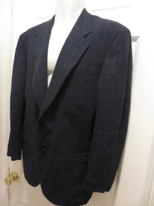 SALVATORE FERRAGAMO Mens NAVY WINDOWPANE Check blazer Sport Coat 44 R US 54 EU - Picture 1 of 1
