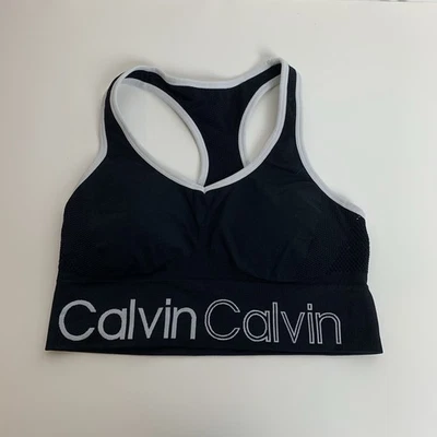 Calvin Klein Preformance Sports Bra Lined Black Sz S M ??? SEE PICS FOR MEASURE - Image 1 of 4