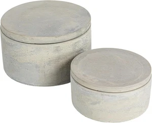 Bloomingville A75500081 Set of 2 Grey Round Decorative Cement Lids Boxes - Bild 1 von 9