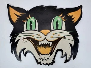 Vintage Beistle Halloween Diecut Cutout Scary Black Cat Green Eyes Wall Decor - Picture 1 of 21