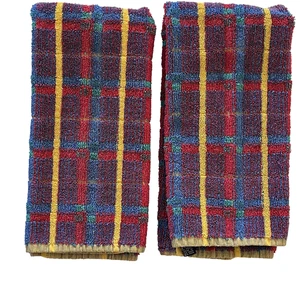 2 Vintage 1990s Ralph Lauren Plaid Hand Towels Bright Colors - Picture 1 of 8