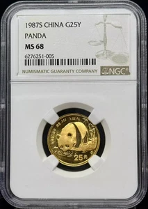 1987 CHINA, PEOPLE'S REPUBLIC Gold 25 YUAN NGC MS-68 S PANDA - Picture 1 of 2