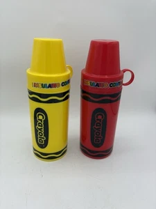 Coppia di thermos Crayola - thermos in plastica giallo e rosso con tazza rari - Foto 1 di 4
