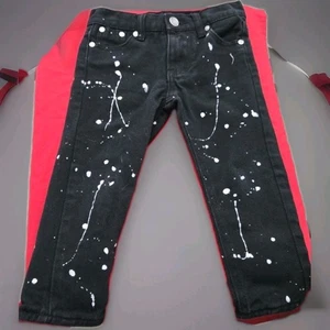 Boys 4T Black Denim Jeans by Jeanetix with White Paint Splatter and Pockets - Picture 1 of 6