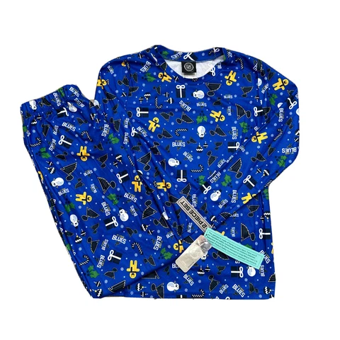 NHL St. Louis Blues Youth 2 Piece Pajama Set-Christmas Theme-Size Large (12/14) Cover