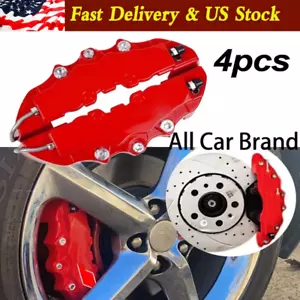 Hot 4PCS Red Brake Caliper Covers Front+Rear Car Disc Parts Brake Accessories- - Picture 1 of 22
