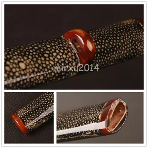 Black Rayskin Saya Sheath with Horn Mounting for Japanese Samurai Katana Sword - Picture 1 of 8