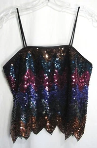 Camisa Jo Ed Sophisticates Multicolor Lentejuelas Vintage Cremallera Trasera Talla 10 Usada en Excelente Condición - Imagen 1 de 11