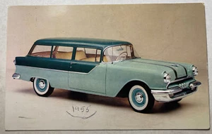 Pontiac 860 Station Wagon due porte 1955 cartolina stampata Sequoia Valley Greens - Foto 1 di 2