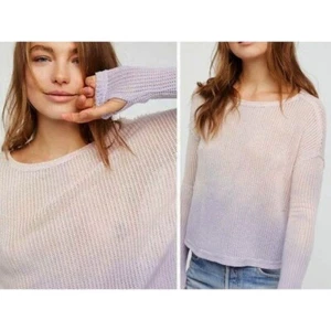 Free People We The Free NWT Smokewash Hacci Moonstone Frayed Seams Sweater Sm - Picture 1 of 9