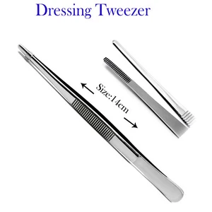 Thumb Dressing Forcep Dental Surgery Gauze Holding Surgical Tweezer Serrated Tip - Picture 1 of 4
