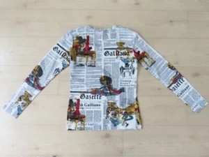 John Galliano Newspaper Cotton Long Sleeve T-shirt Size L Used - Picture 1 of 9