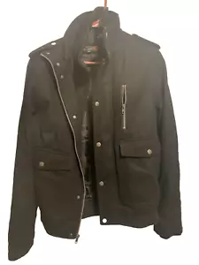 G by Guess Herren Ackley Wolljacke Mantel schwarz Größe Medium $ 120 neu mit Etikett enthalten - Bild 1 von 10