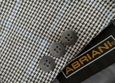 48L Blue White Black White Over Check SILK WOOL Blazer Jacket Sport Coat - Image 1 of 4