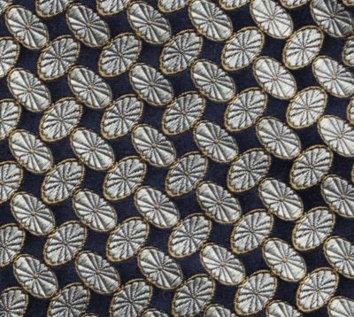 Corbata de seda vintage exclusiva de Nordstrom - azul marino con patrón de rueda dorada Foto 1 de 4