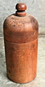 Vintage 1950's Turned Wood Round Domed Cylinder Box 4 1/2" Tall 1 3/4" Wide - Picture 1 of 9