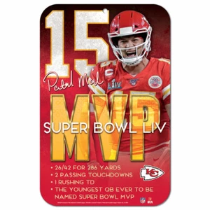 PATRICK MAHOMES SUPER BOWL LIV MVP KANSAS CITY CHIEFS 11"X17" PLASTIC SIGN - Picture 1 of 1