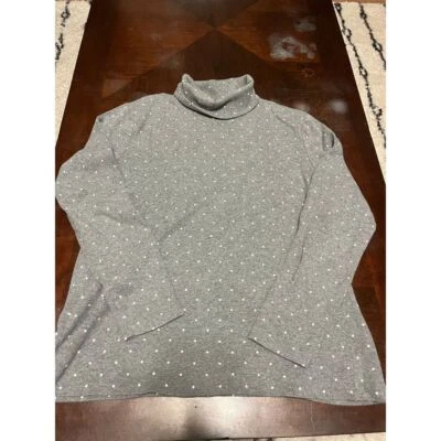 Mujer L.L. Camisa Bean Lunares Cuello Tortuga Talla Grande Gris Manga Larga Foto 1 de 4