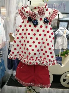 Pretty Originals - White/Red Polka Dot Top & Shorts + Headband - 18 - 24 Months - Picture 1 of 3