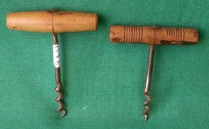 Paar Alte Korkenzieher Tire-Bouchon Korkenzieher IN Holz Und Ferro. N°II76 - Bild 1 von 5