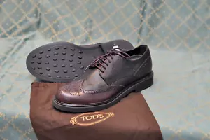 Moda TOD'S Hombre Negro/Marrón Brogue Zapatos Talla 8.5 - Imagen 1 de 9