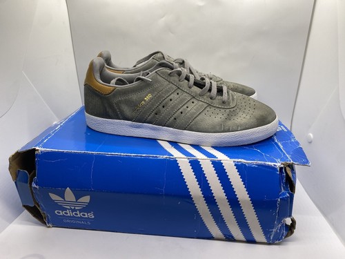 Scarpe da ginnastica Adidas 350 grigie scamosciate taglia UK 6 calcio casual terrazza scatola originale