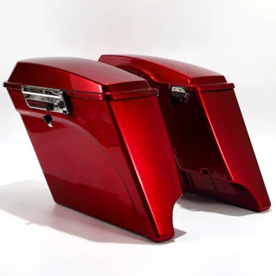 Alforjas extendidas extendidas rojas rígidas para Harley Road King 1993-2013 Foto 1 de 4