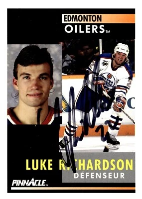 Luke Richardson - Signed 1991-92 Score Pinnacle French Card #212 - Edmonton - Image 1 of 2