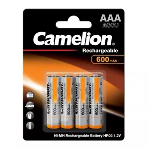 4x Akku 1,2V 600mAh Micro AAA HR03 NiMH für Telefon Accu aufladbar von Camelion - Bild 1 von 1