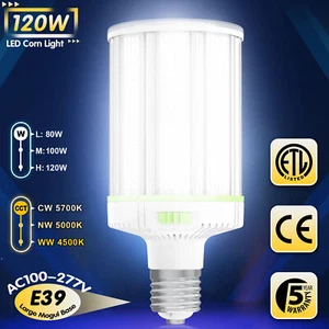 120W Led Corn light bulb, 18,000Lm E39 Mogul Base Warehouse Garage Shop Lighting - Picture 1 of 14
